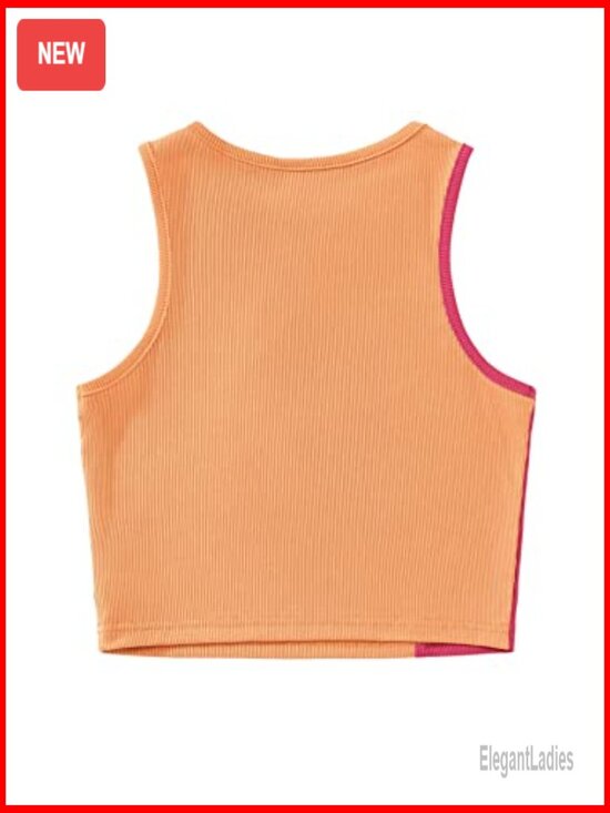 Slim Fit Ribbed Knit Crop Tank Top Sleeveless Summer Vest - Picture 2 of 7